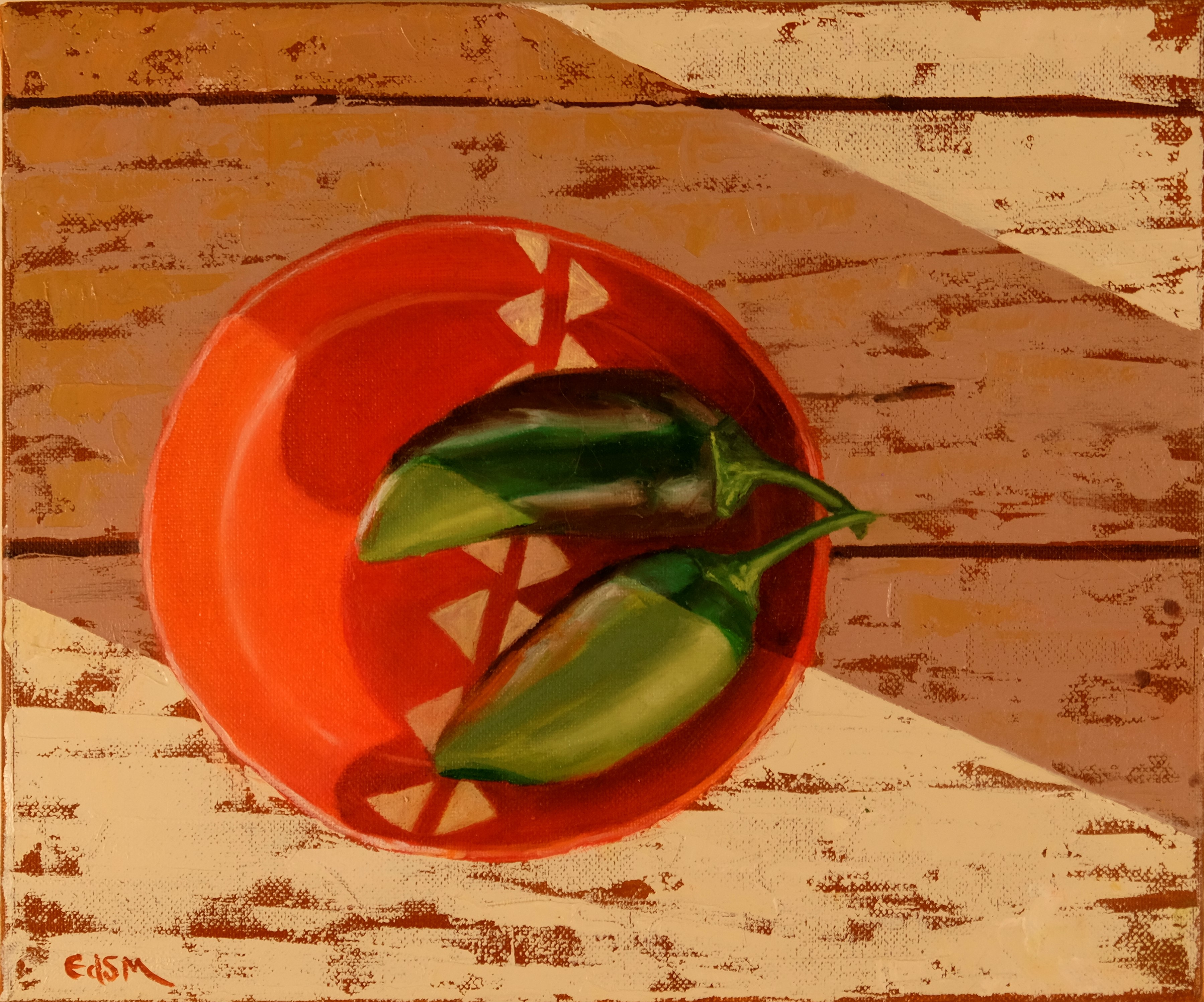 Jalapenos in red dish by Eva de San Miguel | Lethbridge 20000 2022 Finalists | Lethbridge Gallery