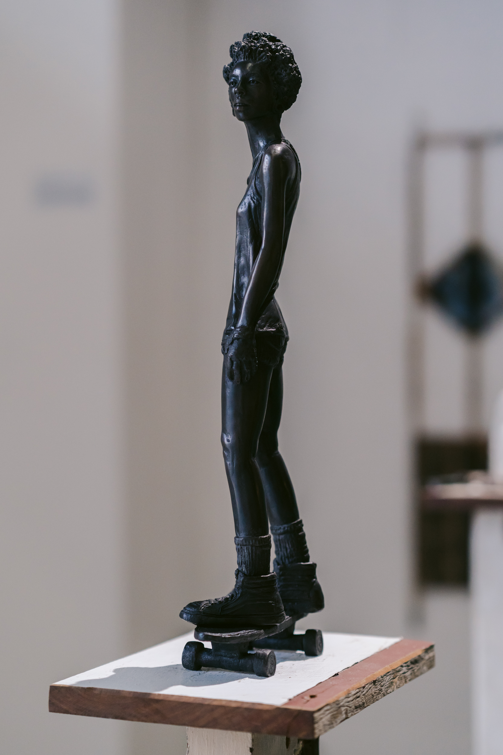 Triple Axis Intersectional Skater (60cm) Bronze (black patina) 1 of 3 only  by Leonie Rhodes | Lethbridge 20000 2022 Finalists | Lethbridge Gallery