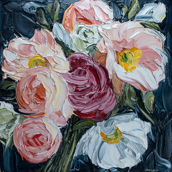 Peachy Poppies and Roses by Jodie Wells | Lethbridge Gallery