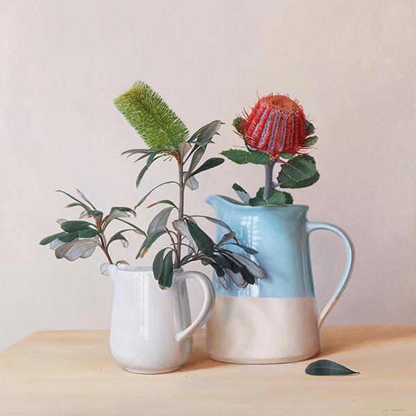 Two Banksias with Shadow Play by Lisa Christensen | Lethbridge Gallery