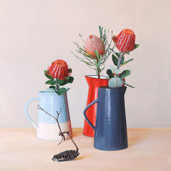 Three Banksias and Seed Pod by Lisa Christensen | Lethbridge Gallery