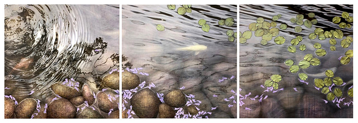 Spring Breeze (Triptych) by Ai Shah | Lethbridge Gallery