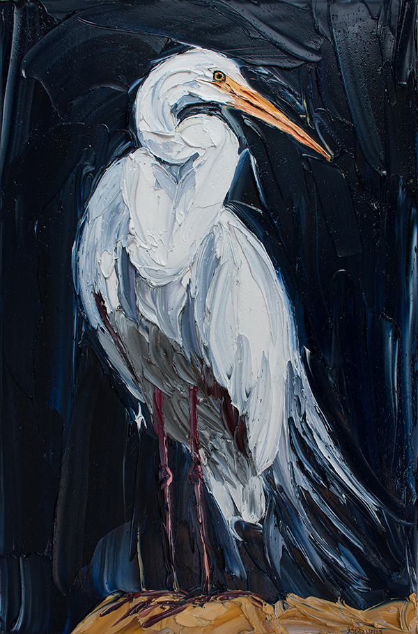 Egret at Midnight by Jodie Wells | Lethbridge Gallery