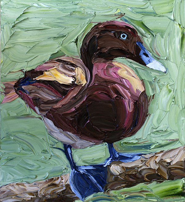 Duck on a Branch Over a Pond by Jodie Wells | Lethbridge Gallery