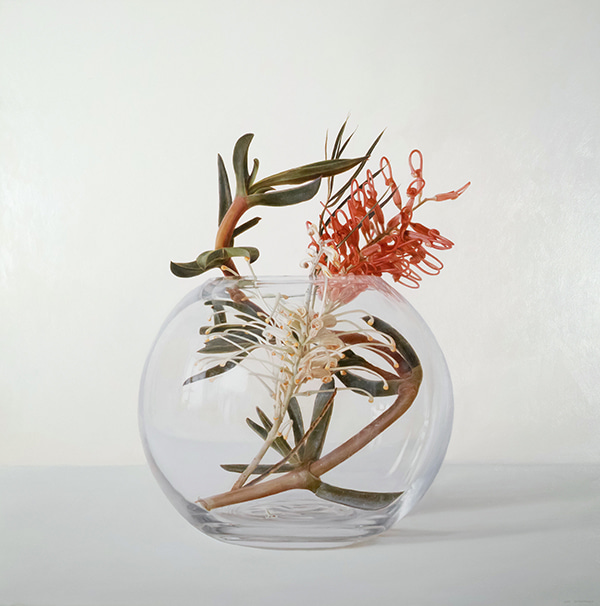 Grevillea in Glass with Pigface by Lisa Christensen | Lethbridge Gallery