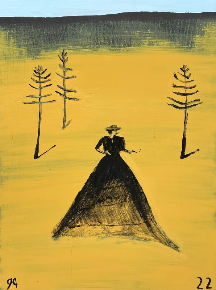Woman at the grove, black dress by Gary Abkin | Lethbridge Gallery