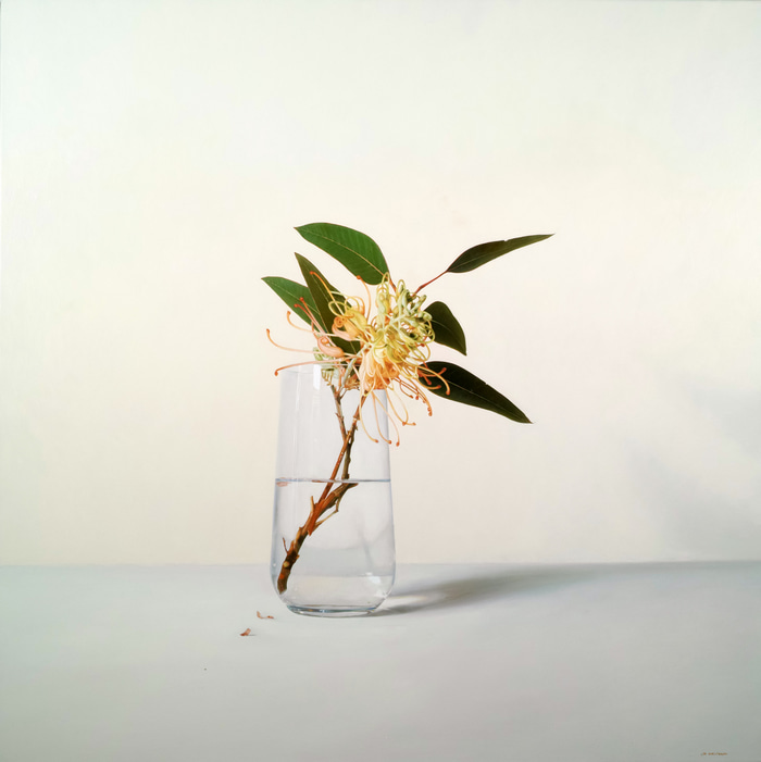 Leaning Grevillea in Glass by Lisa Christensen | Lethbridge Gallery