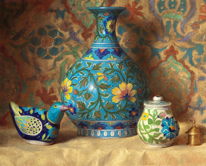 Jaipur bird, vase and jar by Andrew Bonneau | Lethbridge Gallery