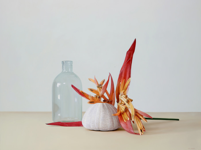 Urchin with Heleconia and Green Glass by Lisa Christensen | Lethbridge Gallery