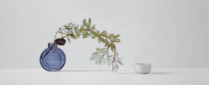 Banksia Branch Dark Glass and Bowl by Lisa Christensen | Lethbridge Gallery