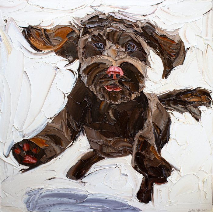 Chocolate Poodles Playful Leap by Jodie Wells | Lethbridge Gallery