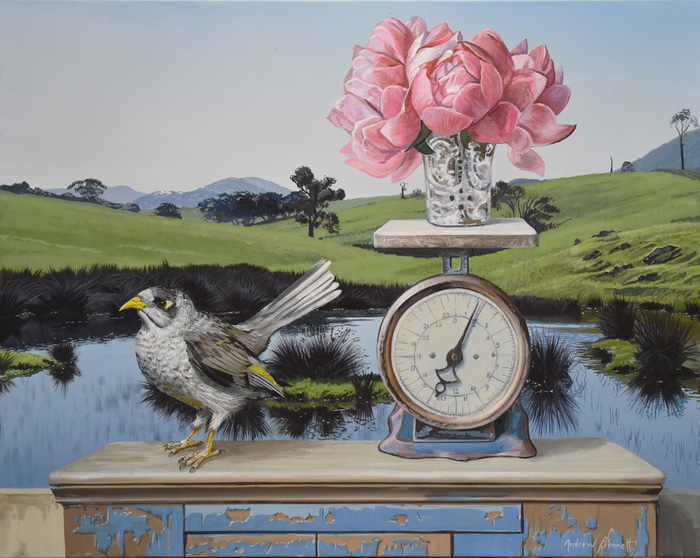 Noisy and the Peonies by Andrew Bennett | Lethbridge Gallery