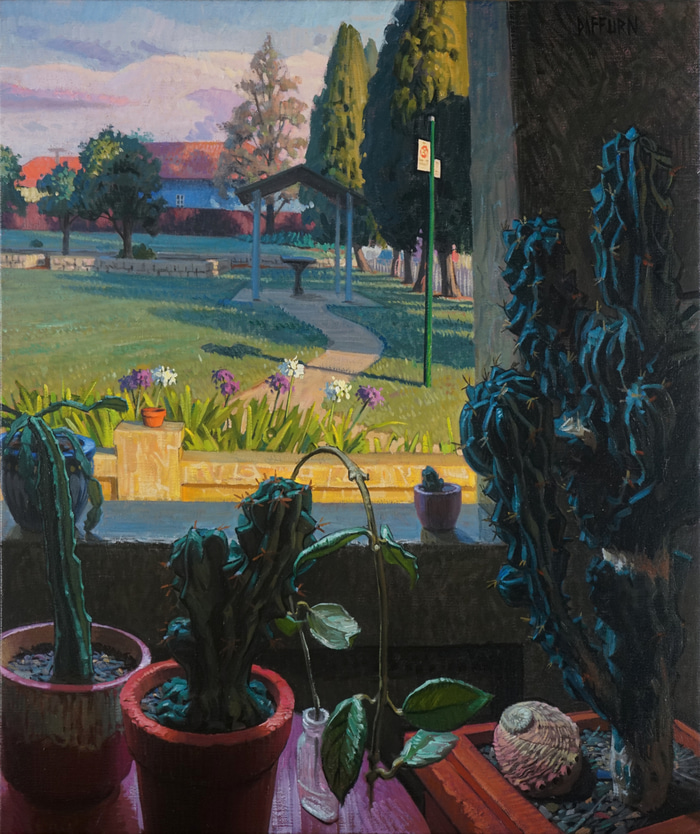 Cacti with Pink Hoya cutting and Agapanthus by Ryan Daffurn | Lethbridge Gallery