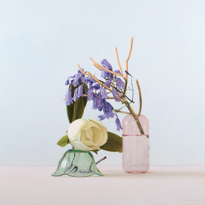 Magnolia with Pink and Green Glass by Lisa Christensen | Lethbridge Gallery