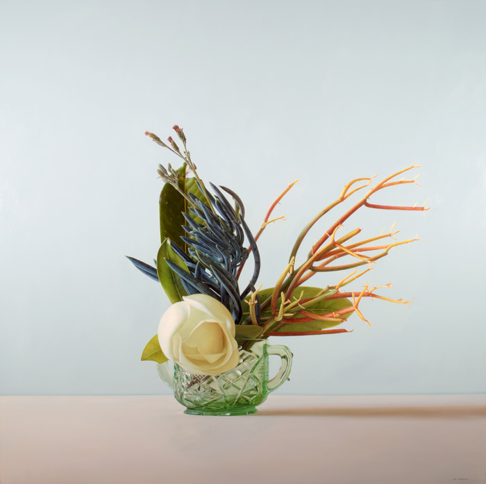 Magnolia with Succulents in Glass by Lisa Christensen | Lethbridge Gallery