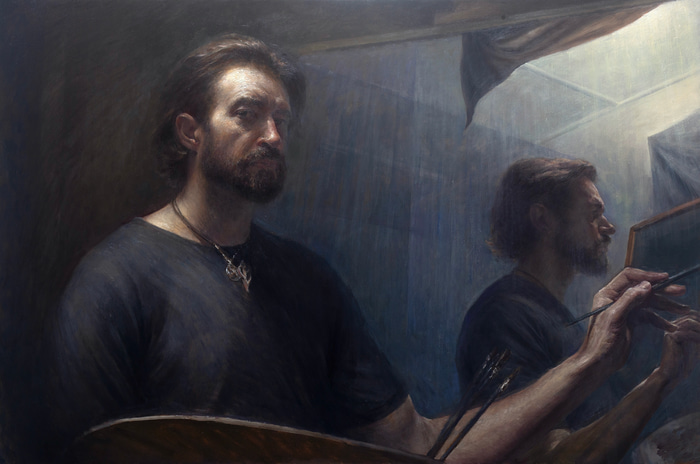 Two Mirrors' Worth of Doubt (Self Portrait) by Scott  Breton | Lethbridge Gallery