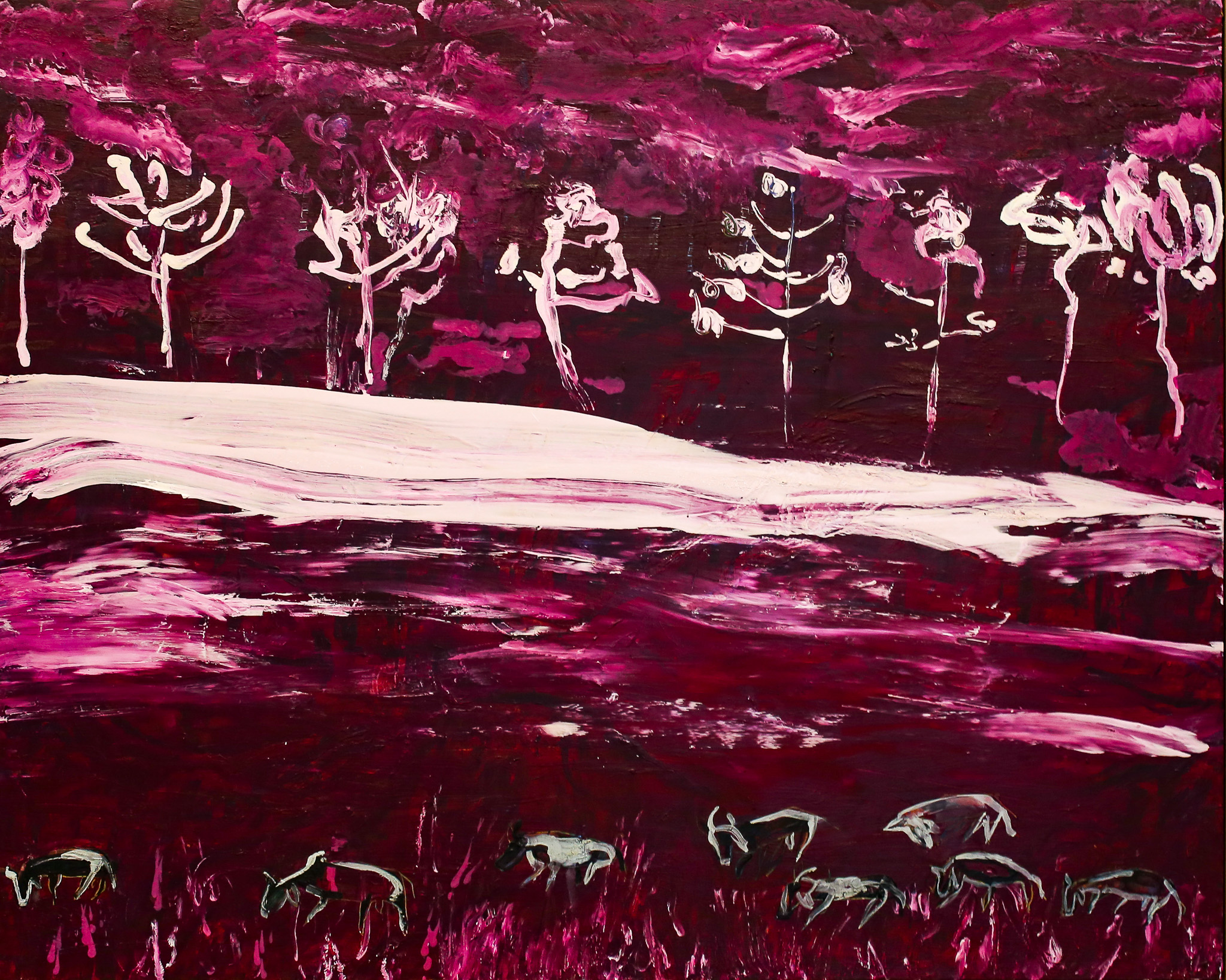 Cattle in Fog at Sunrise