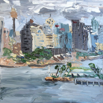 The City From Balls Head, Rain - Plein Air